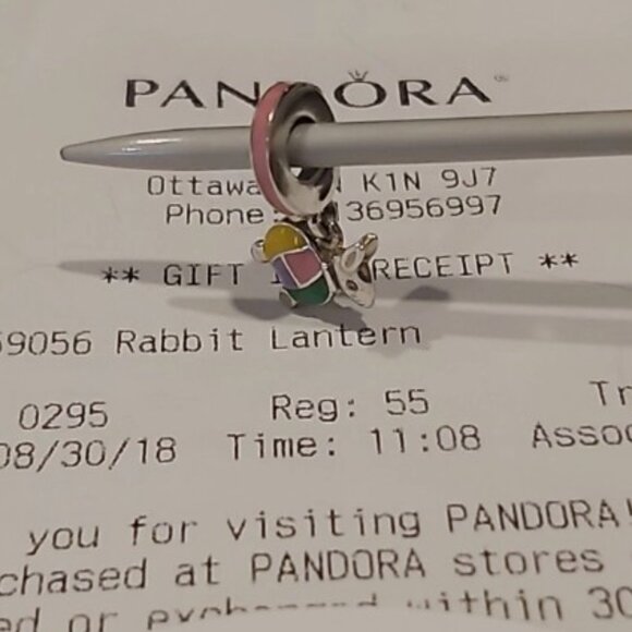 Auth PANDORA *RETIRED* Sterling Silver Rabbit Lantern Enamel Charm 797603ENMX - Picture 9 of 11
